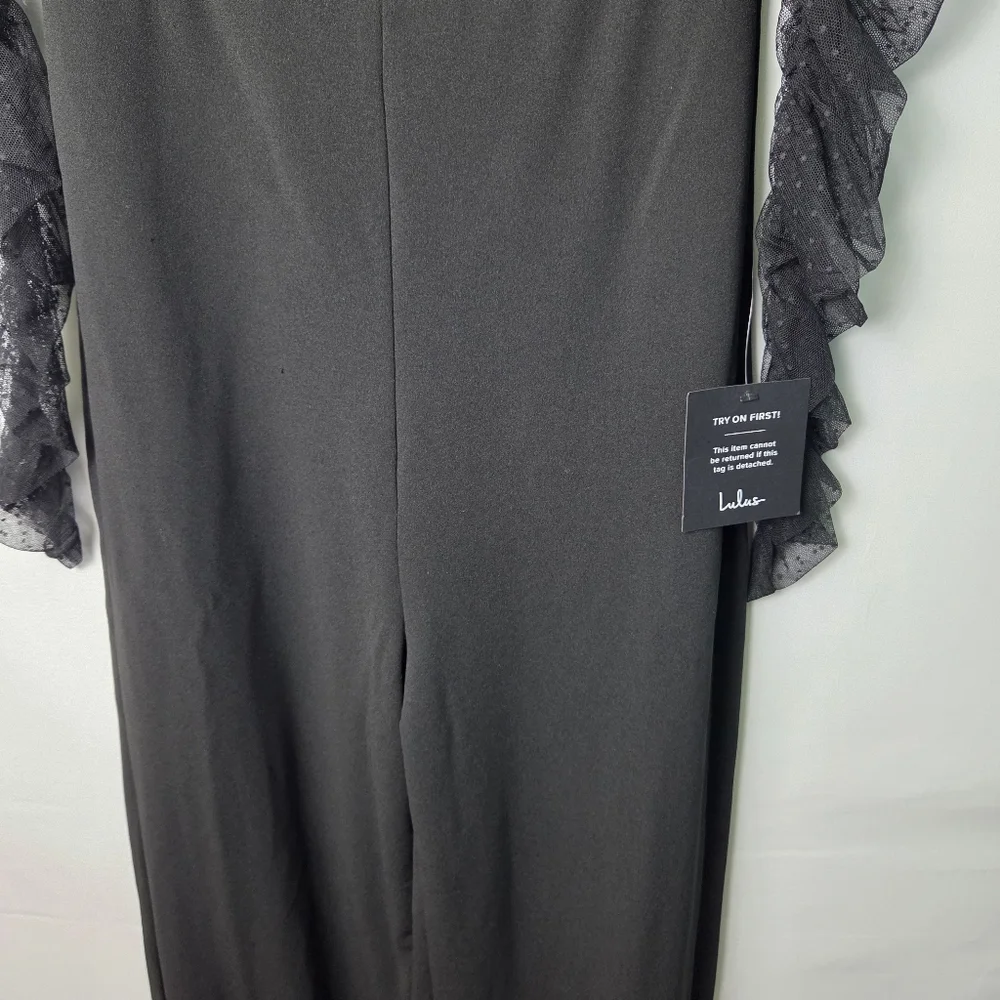 Lulu's Black Mesh Sleeve Jumpsuit - Picture 5 of 8